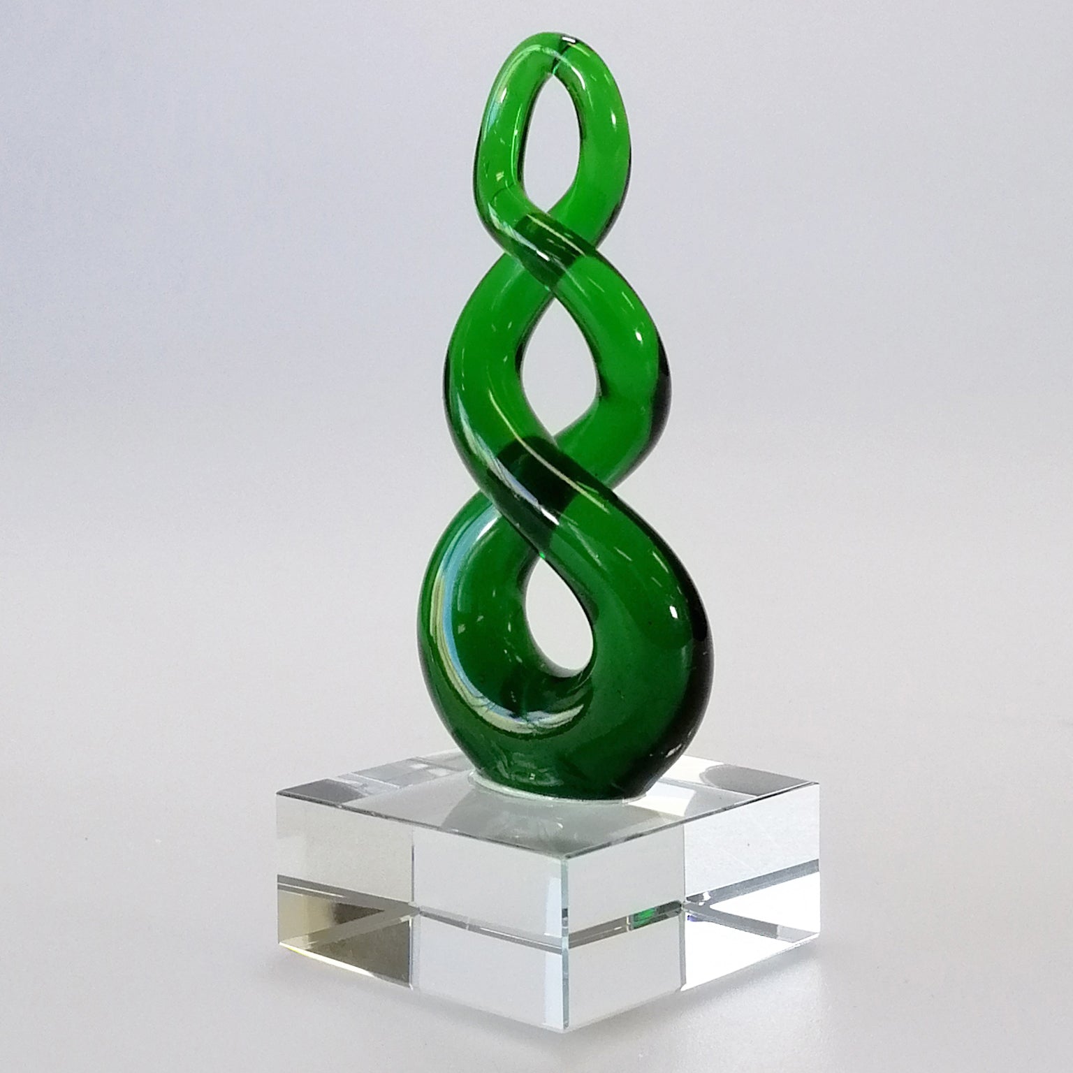 Green Glass Eternal Knot Koru Sculpture