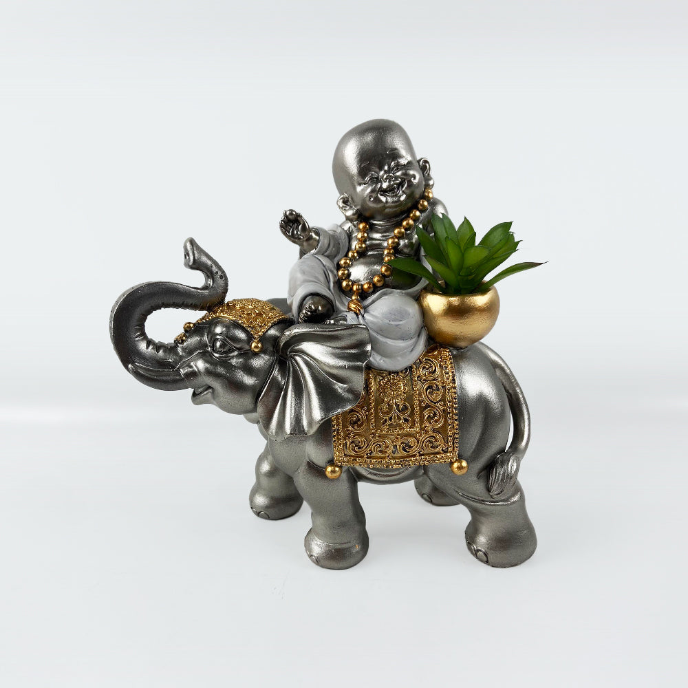 Happy Buddha on Elephant  - 20cm