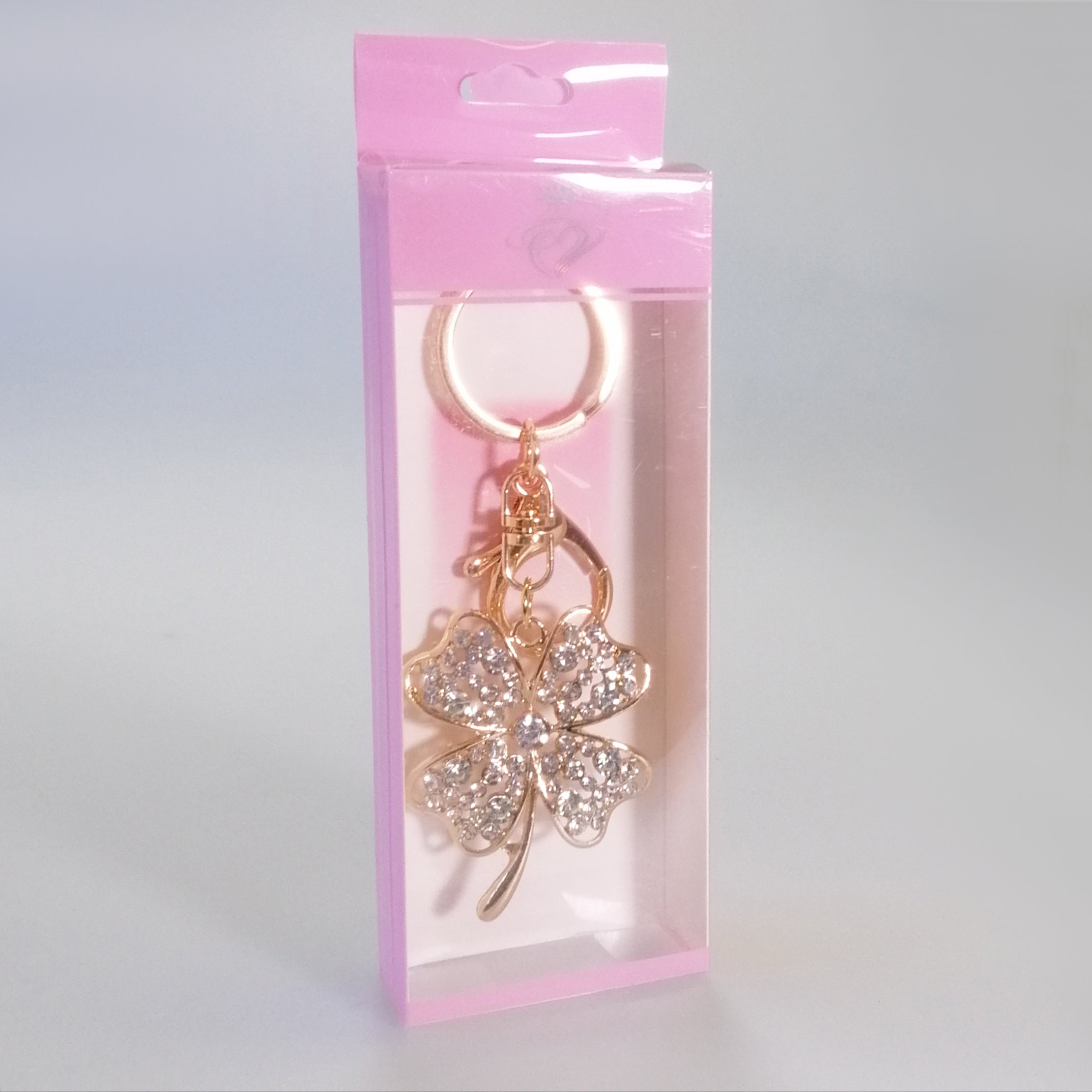 Bling Four-Leafed Clover Charm - Gold