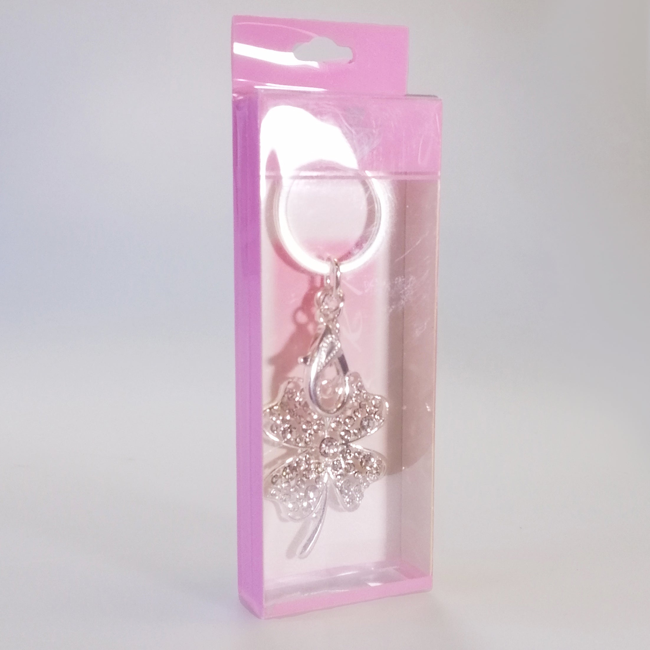 Bling Four-Leafed Clover Charm - Silver