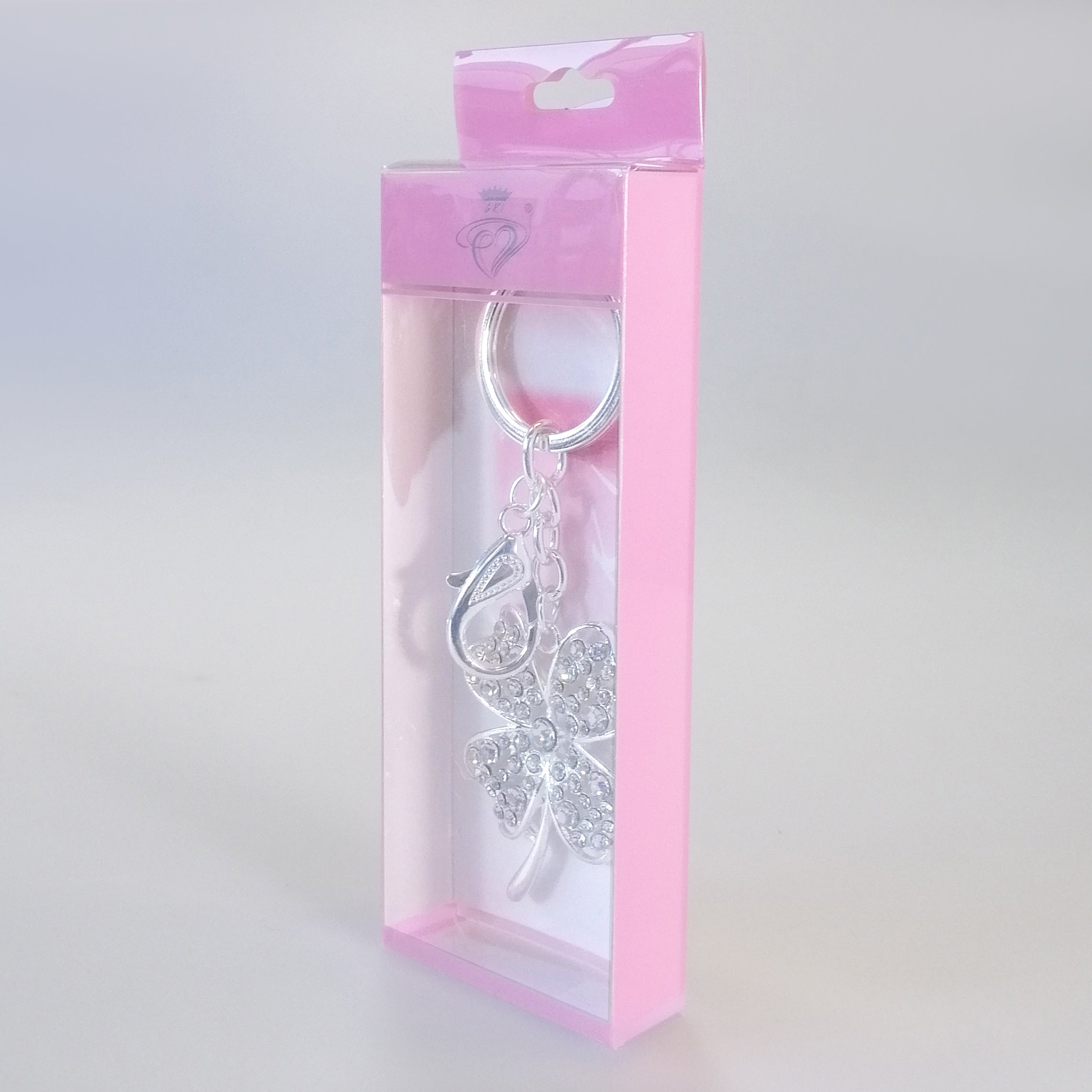 Bling Four-Leafed Clover Charm - Silver