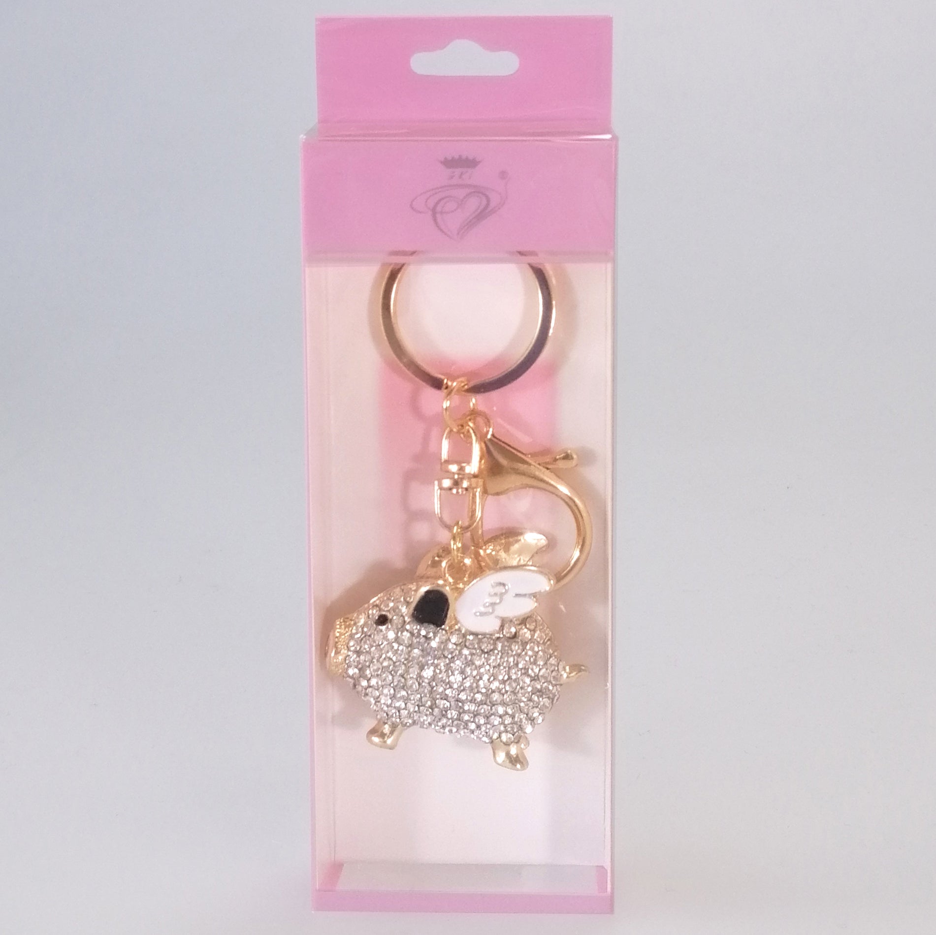 Bling Flying Pig Charm - Gold