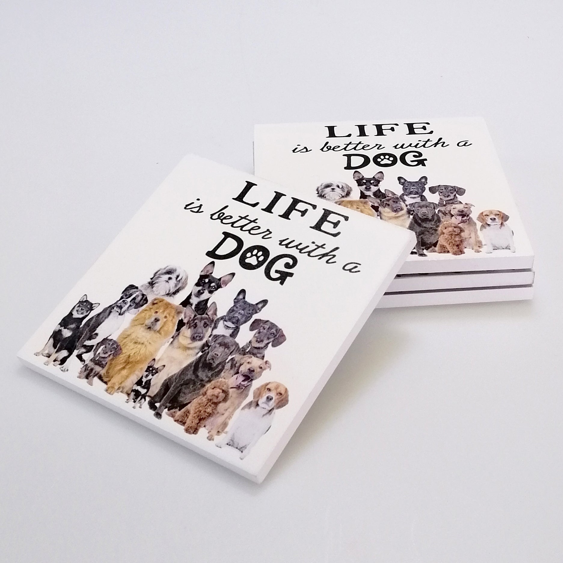 Wooden 'Life is Better with a Dog' Coasters - Set of 4