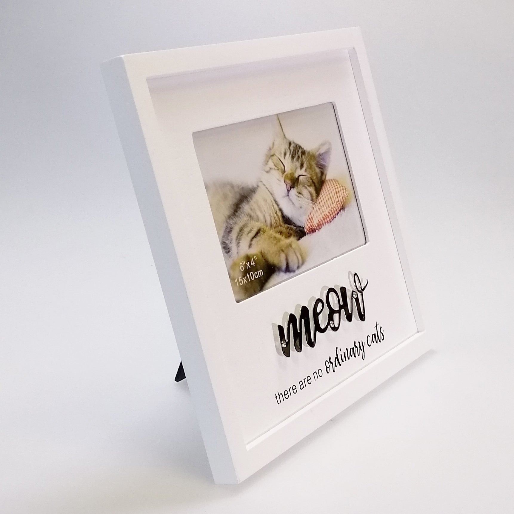 White Pet Frame 4"x 6" - 'Meow'