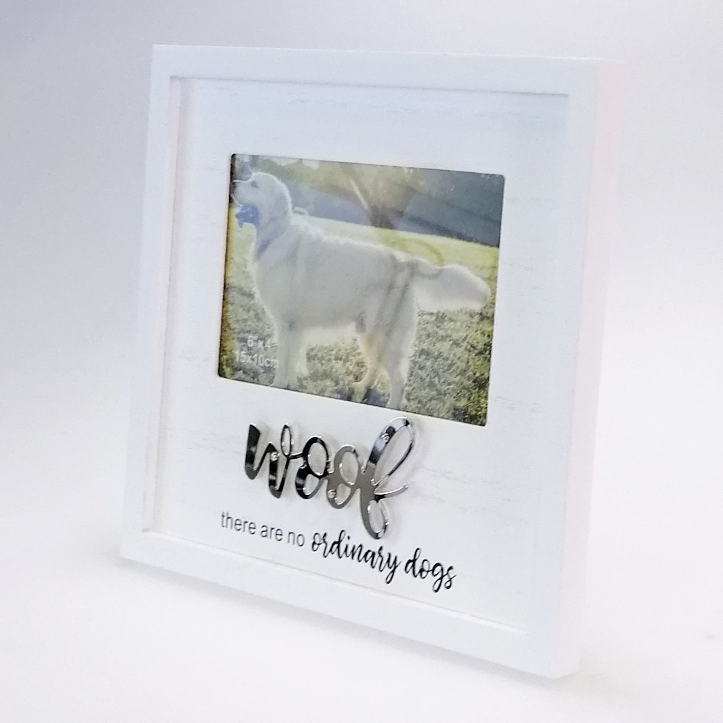 White Pet Frame 4"x 6" - 'Woof'