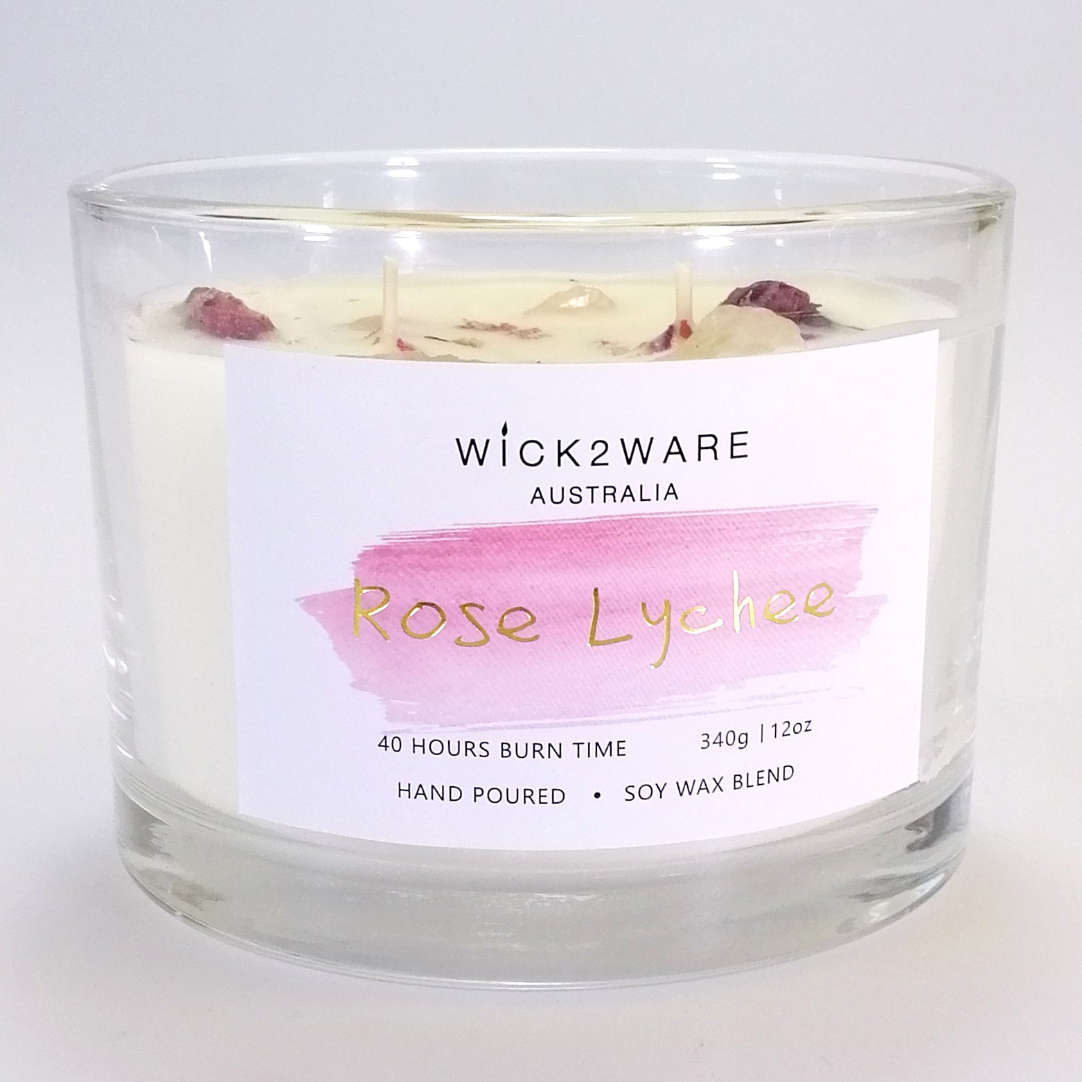 Hand-Poured Soy Wax Crystal Candle - Rose Lychee