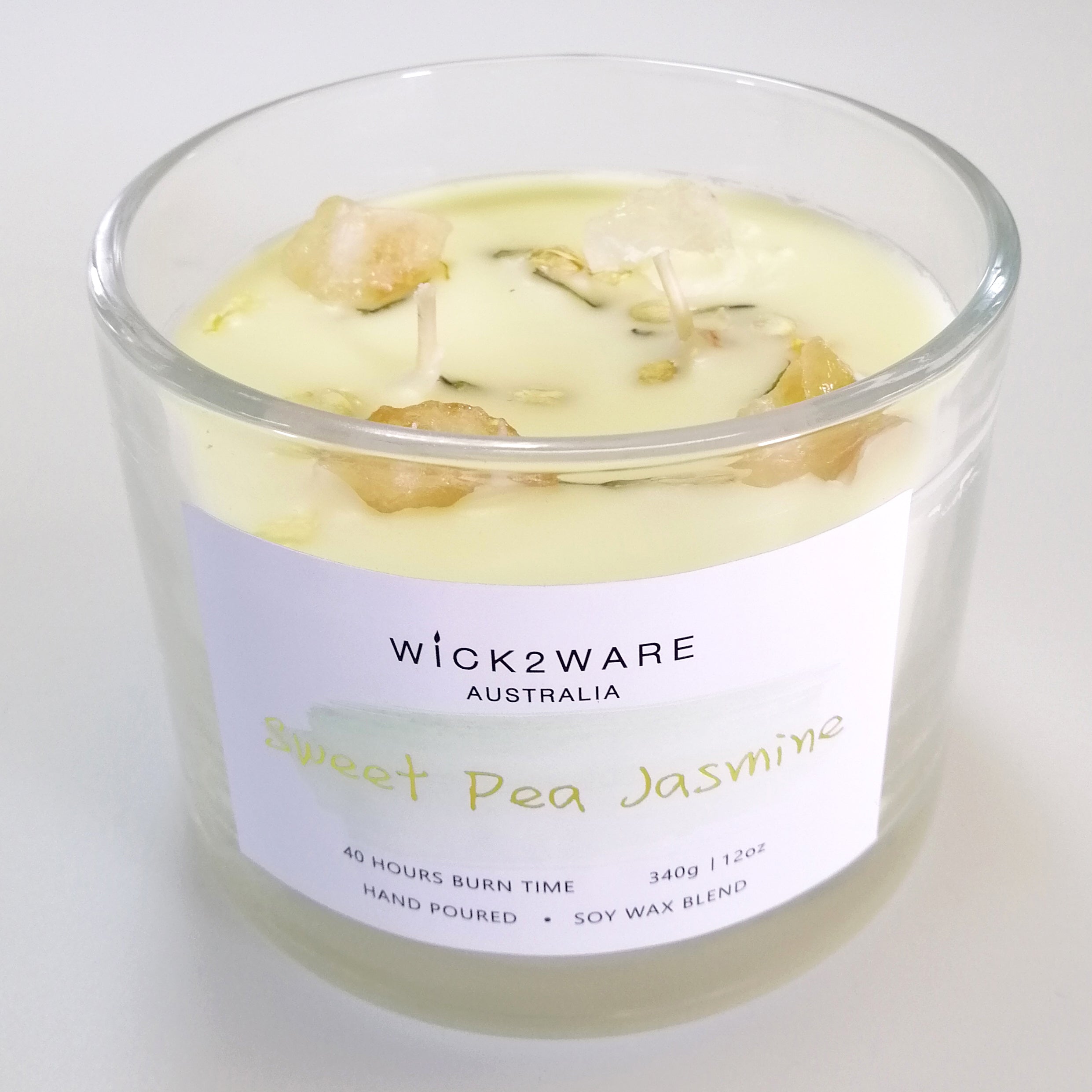 Hand-Poured Soy Wax Crystal Candle - Sweet Pea Jasmine
