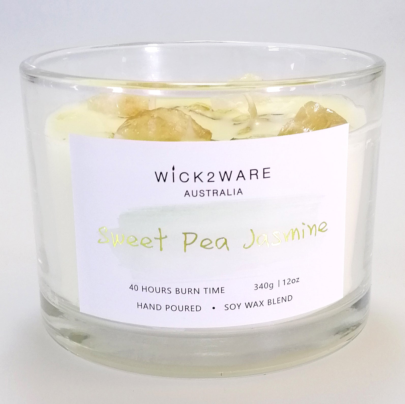 Hand-Poured Soy Wax Crystal Candle - Sweet Pea Jasmine