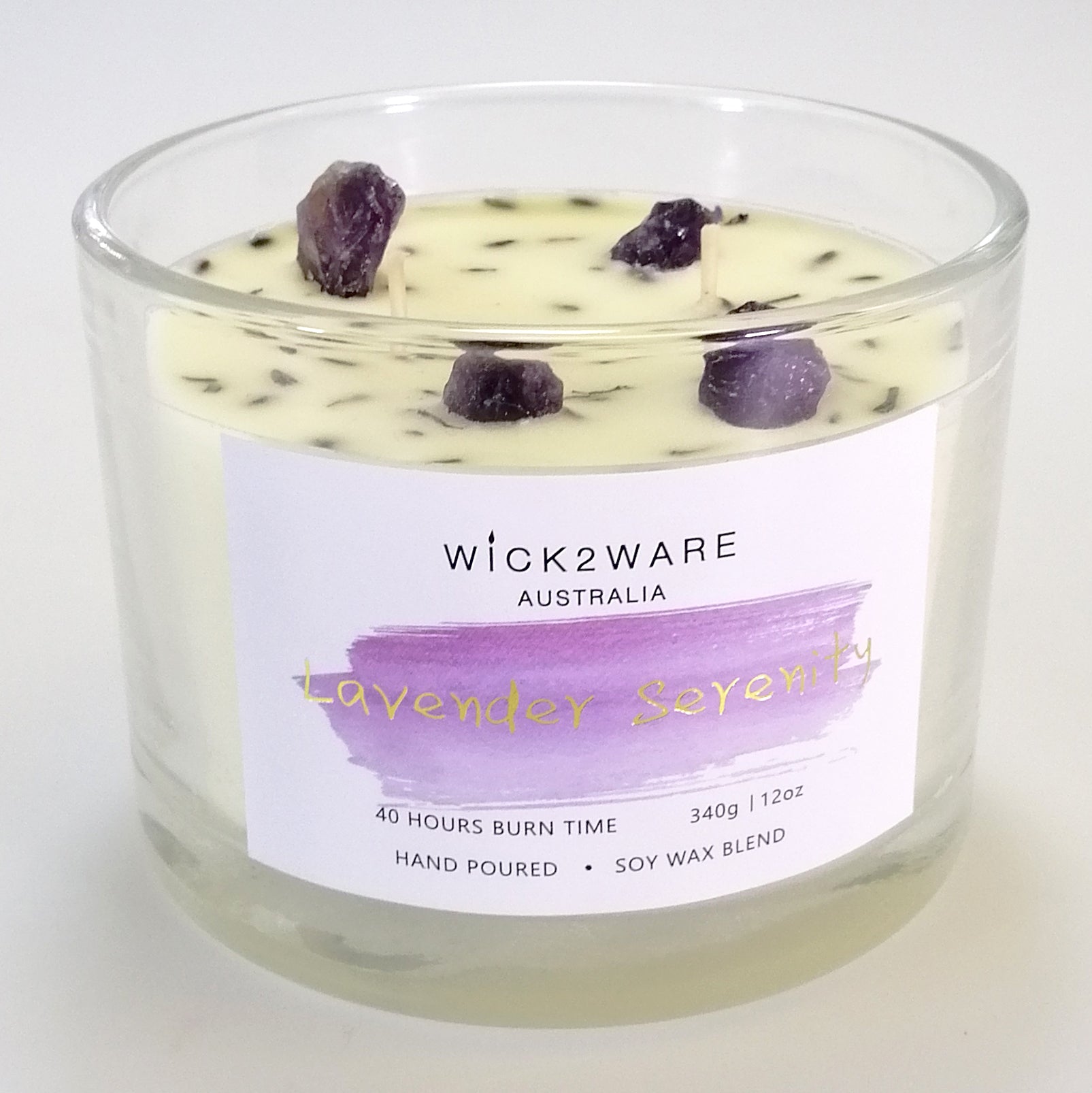 Hand-Poured Soy Wax Crystal Candle - Lavender Serenity