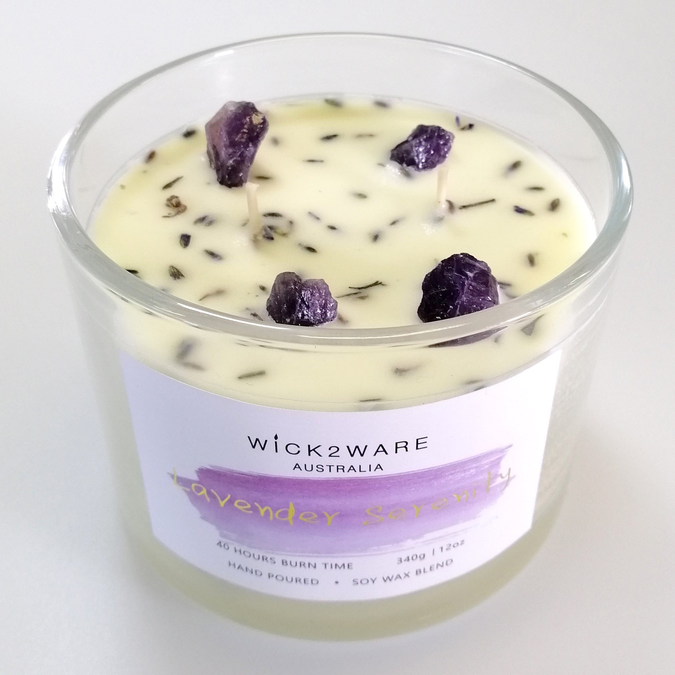 Hand-Poured Soy Wax Crystal Candle - Lavender Serenity
