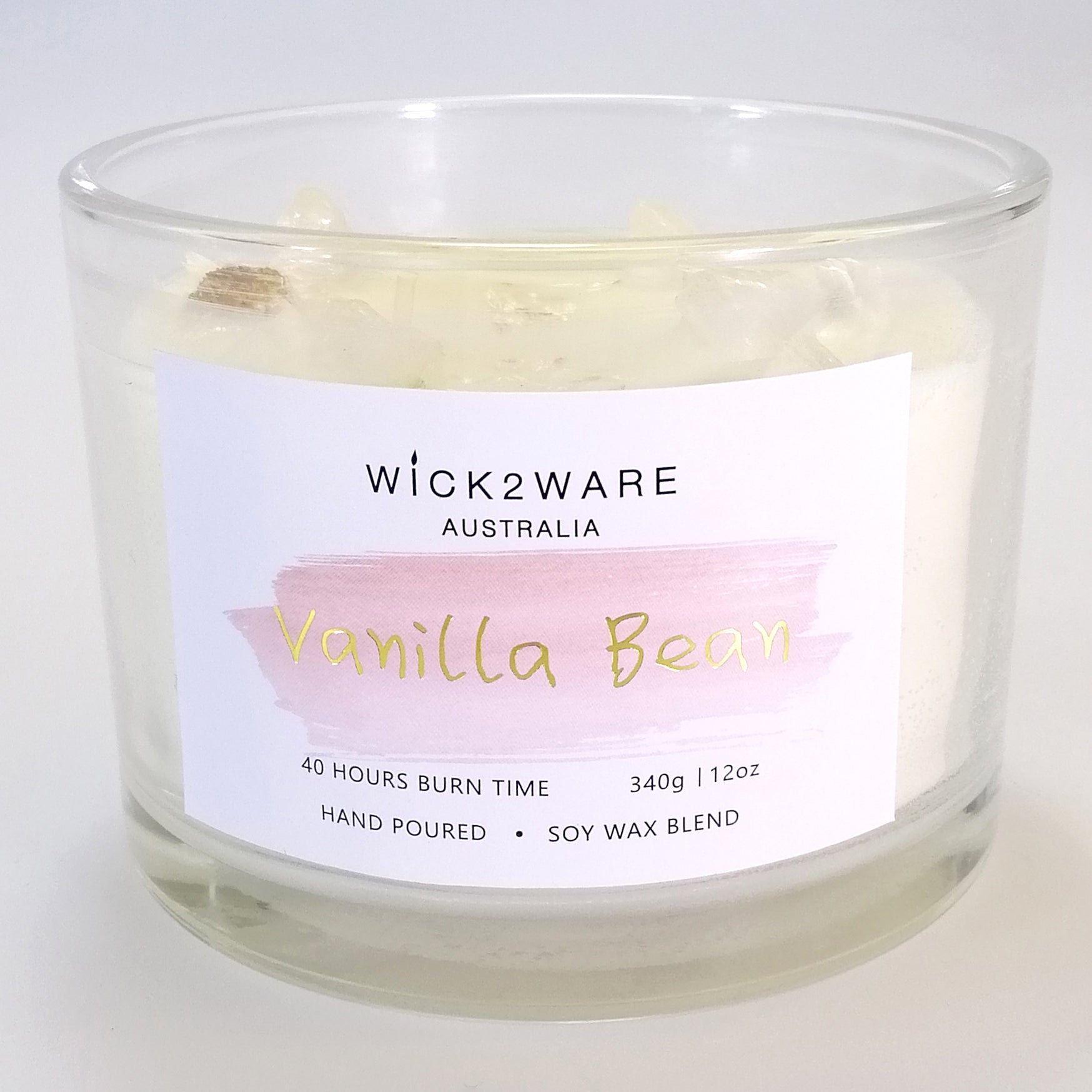 Hand-Poured Soy Wax Crystal Candle - Vanilla Bean