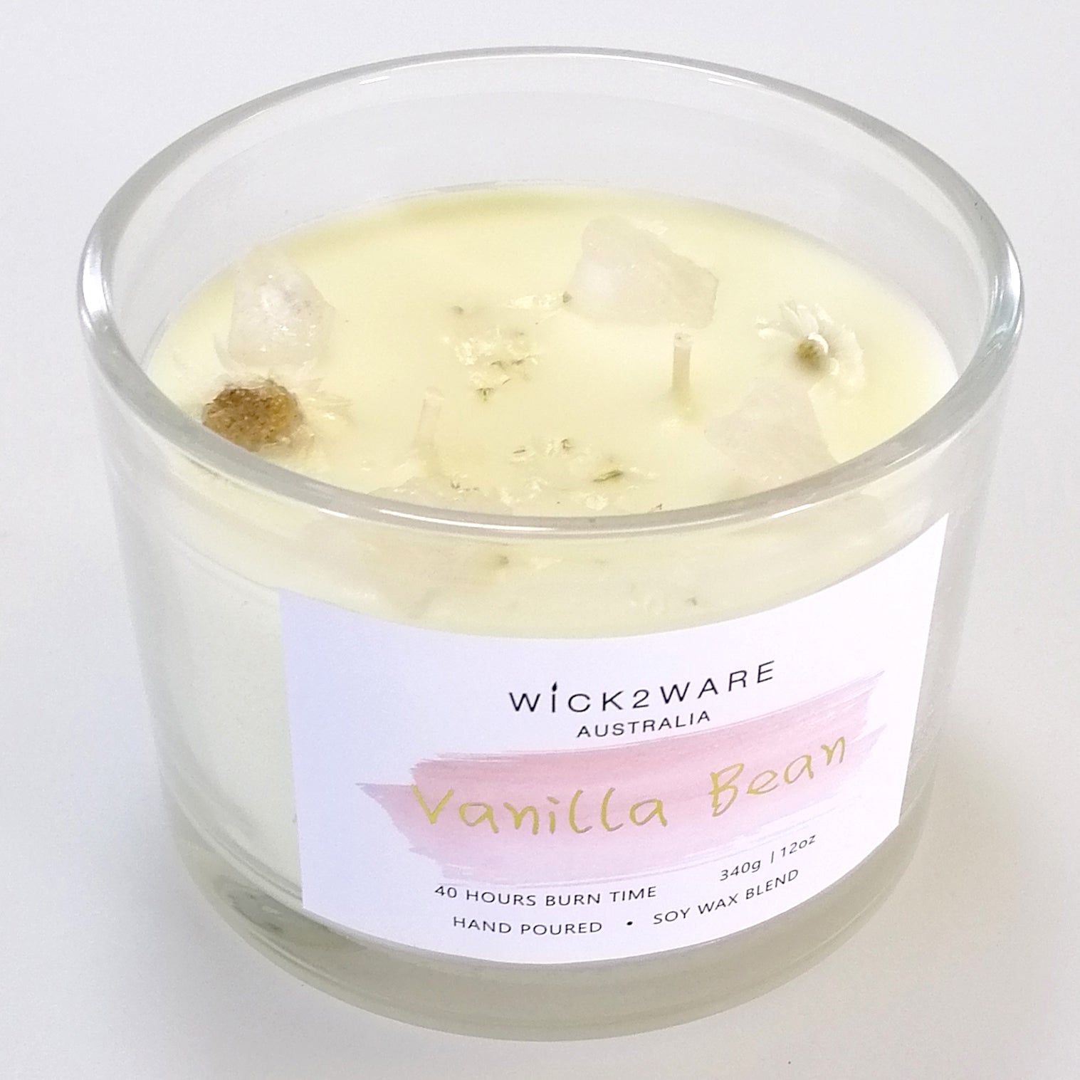 Hand-Poured Soy Wax Crystal Candle - Vanilla Bean