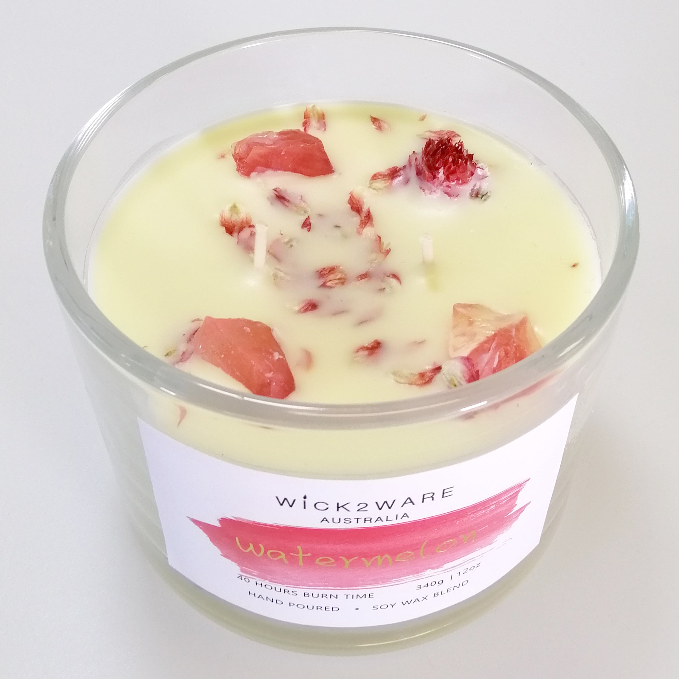 Hand-Poured Soy Wax Crystal Candle - Watermelon