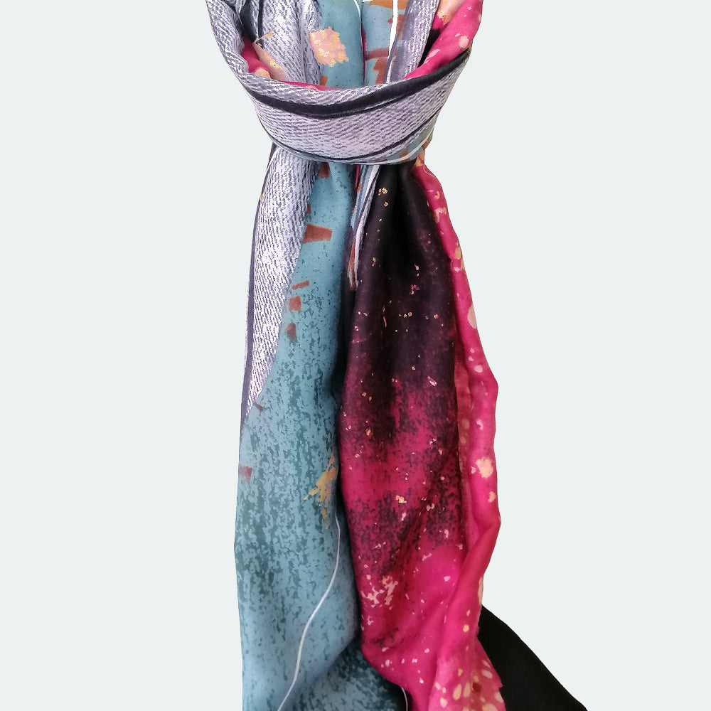 Abstract Foil Scarf - Maroon