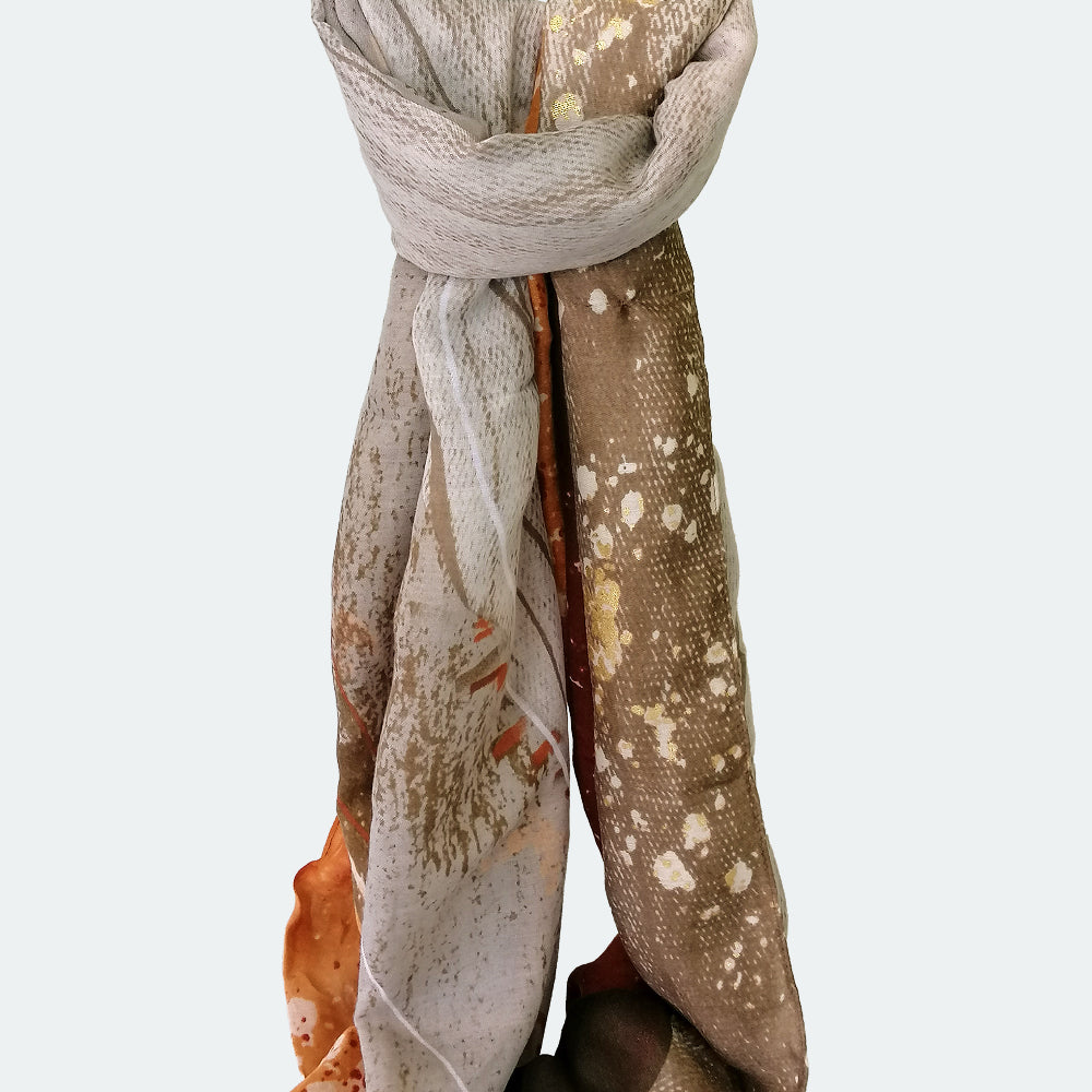 Abstract Foil Scarf - Orange