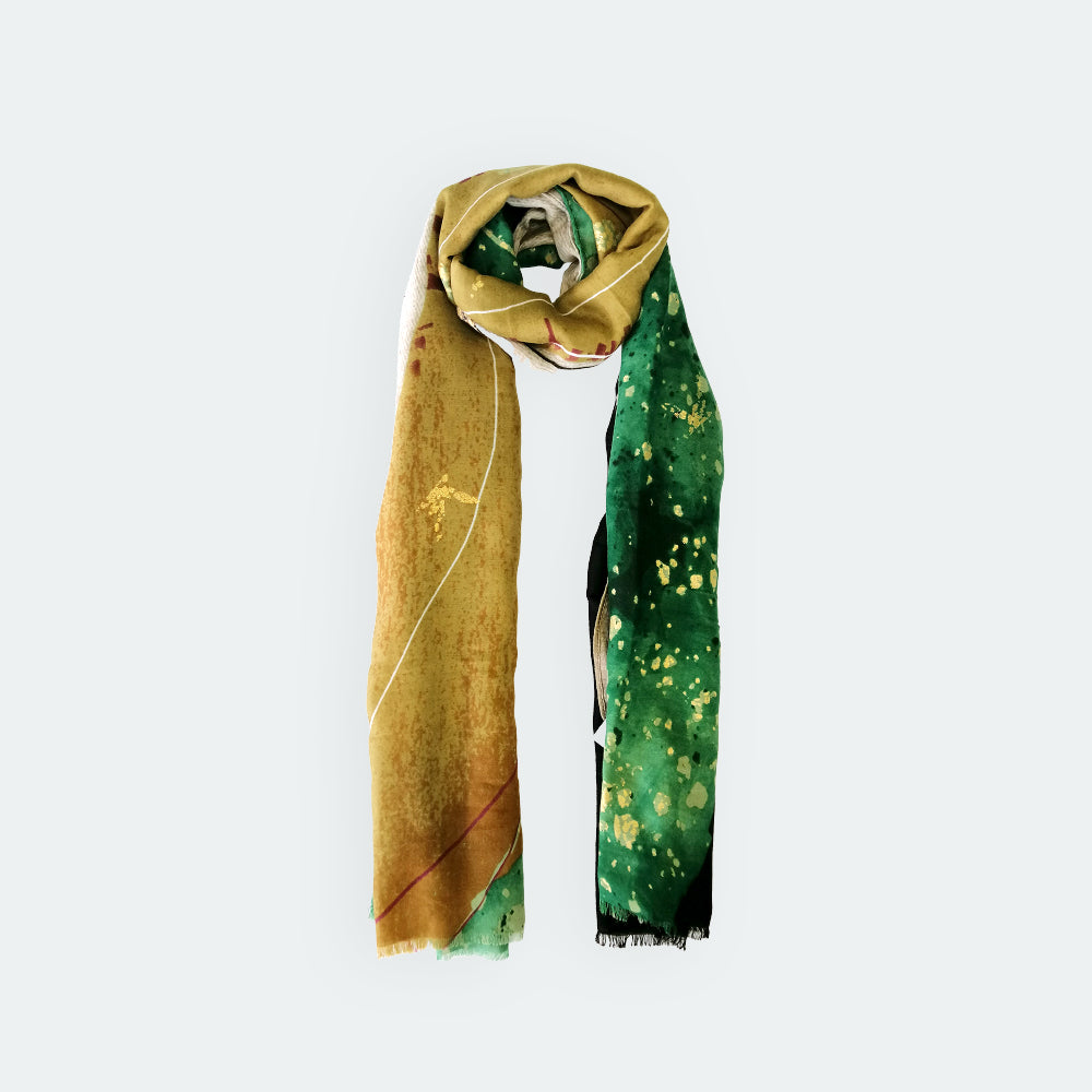 Abstract Foil Scarf - Green