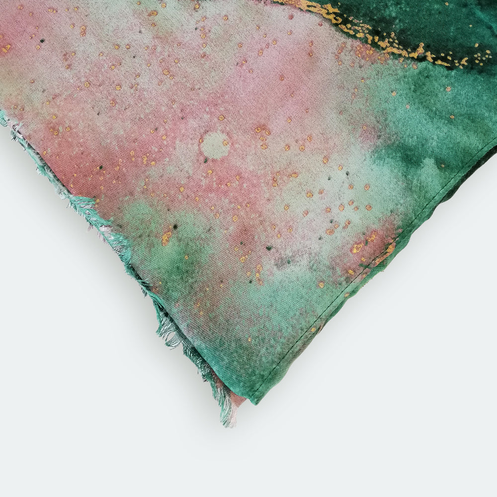 Abstract Foil Scarf - Teal