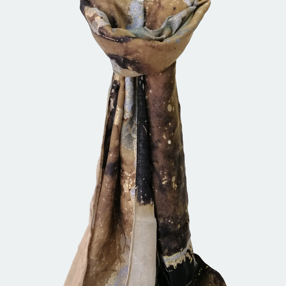 Abstract Foil Scarf - Brown