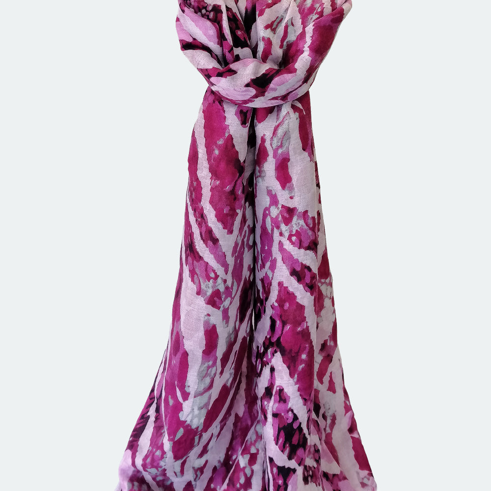 Abstract Weave Styled Scarf - Hot Pink