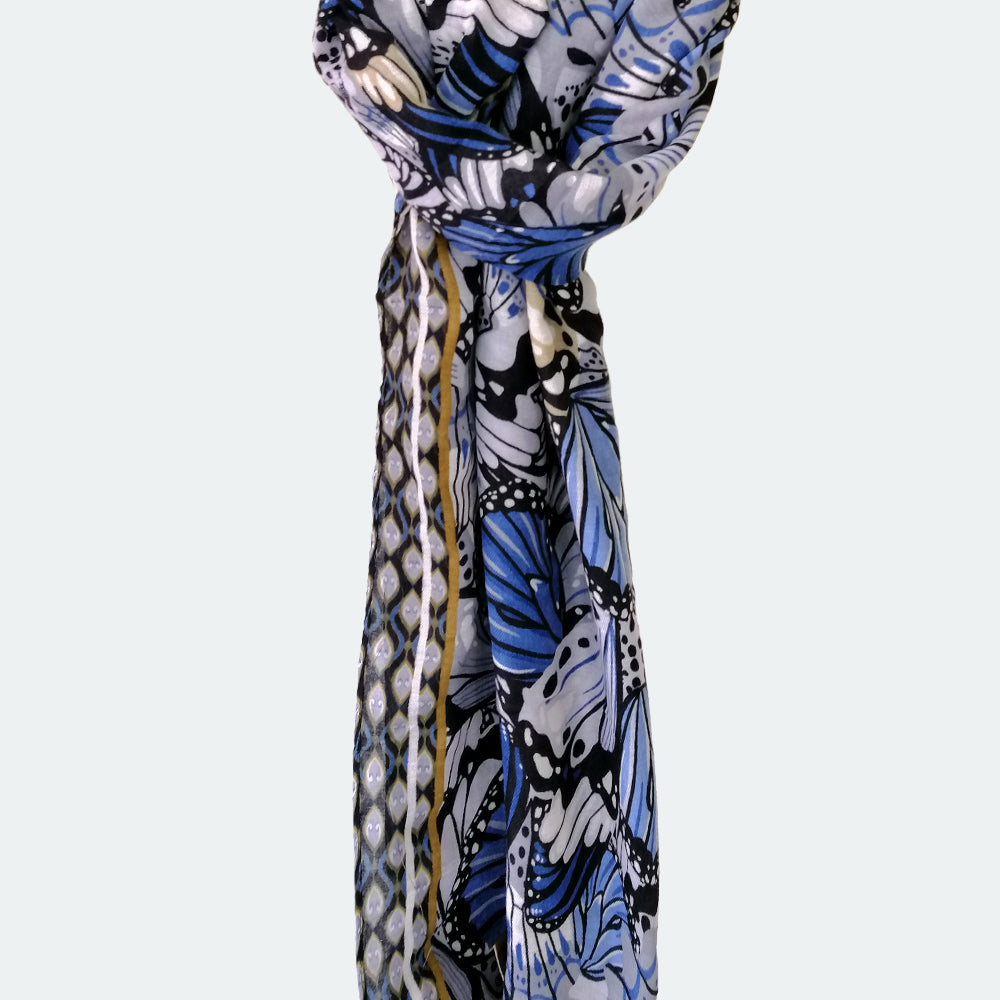 Abstract Weave Styled Scarf - Blue
