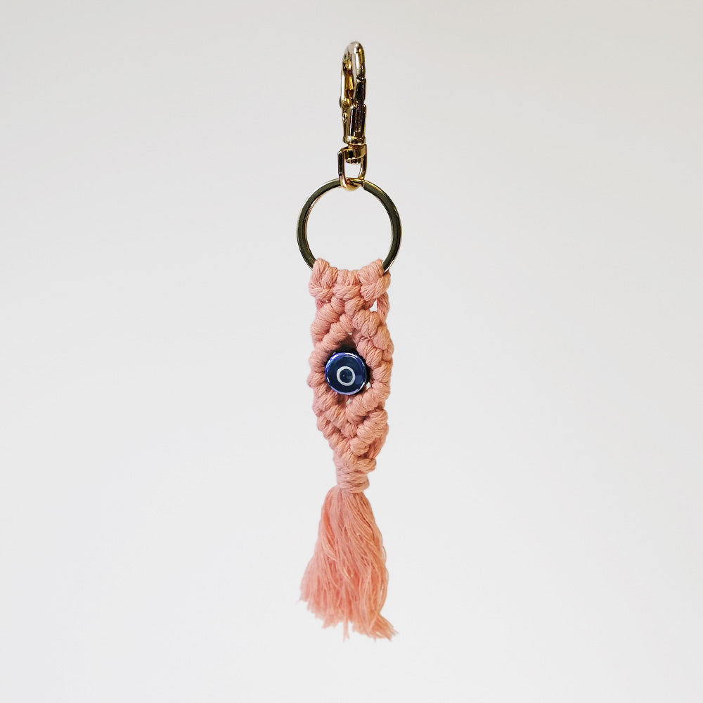 Embroidered 'Evil Eye' Keyring - Pink