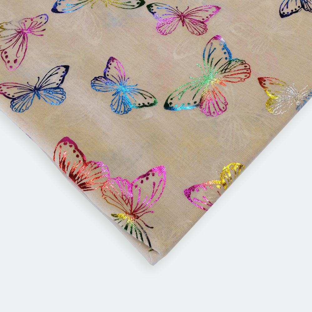 Butterfly Foil Scarf - Beige