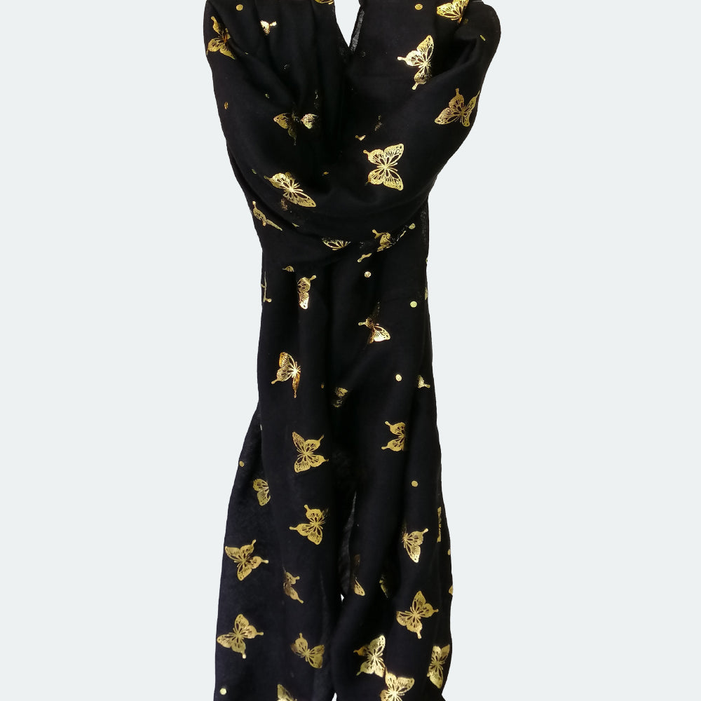 Butterfly Foil Scarf - Black