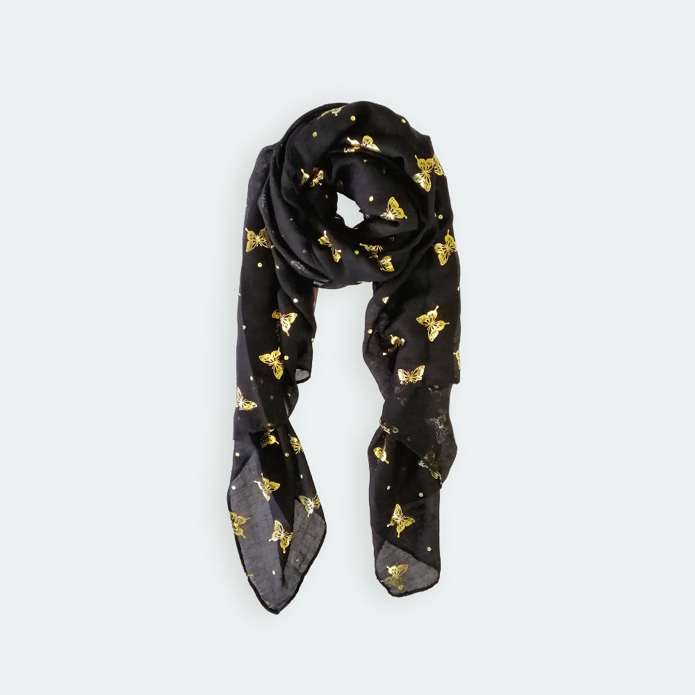 Butterfly Foil Scarf - Black