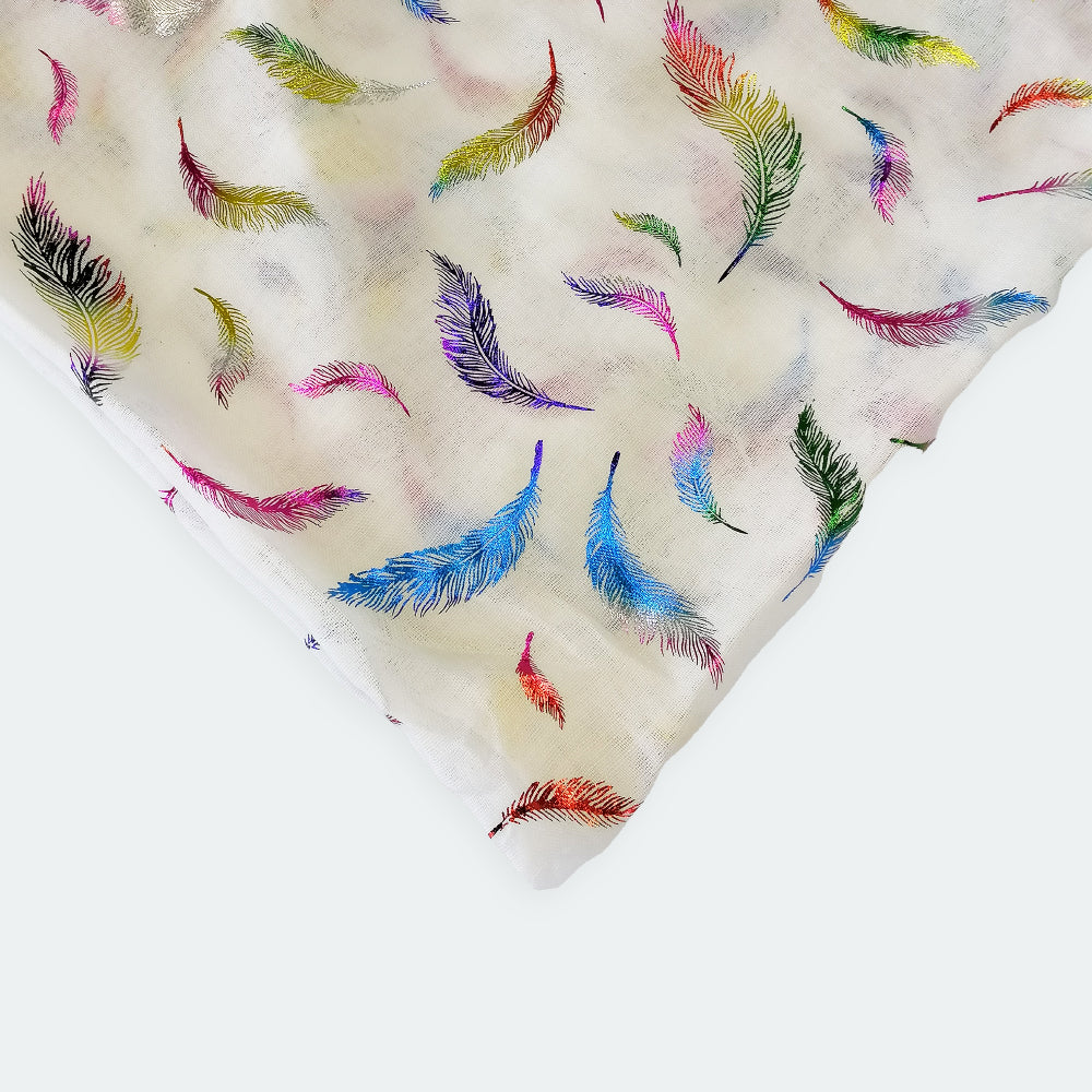 Feather Foil Scarf - White