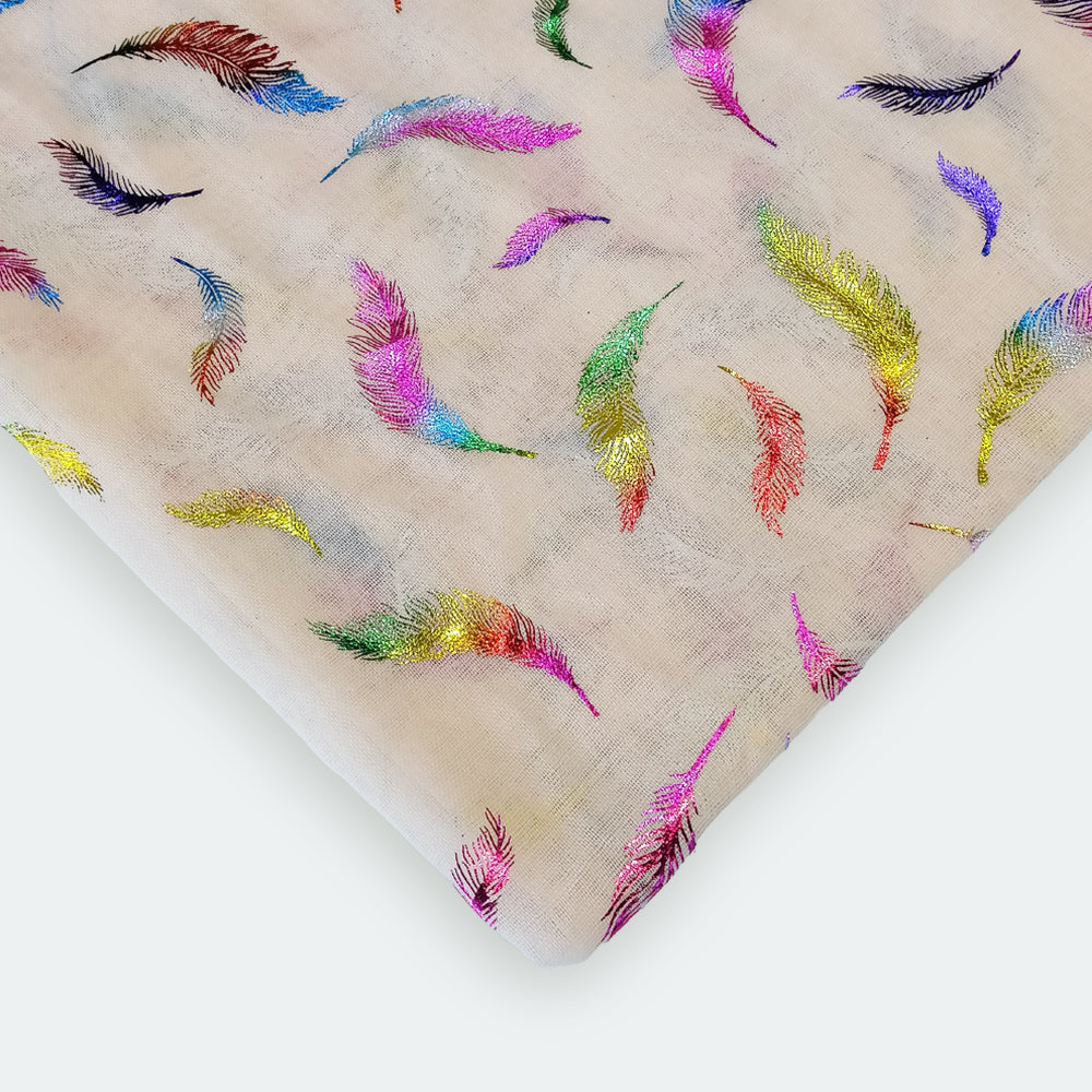 Feather Foil Scarf - Beige