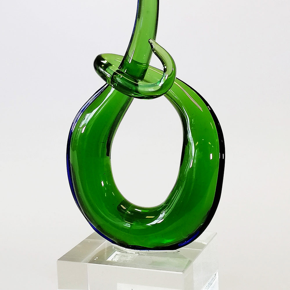 Art Glass 'Six Shape' - Green - 15.5cm