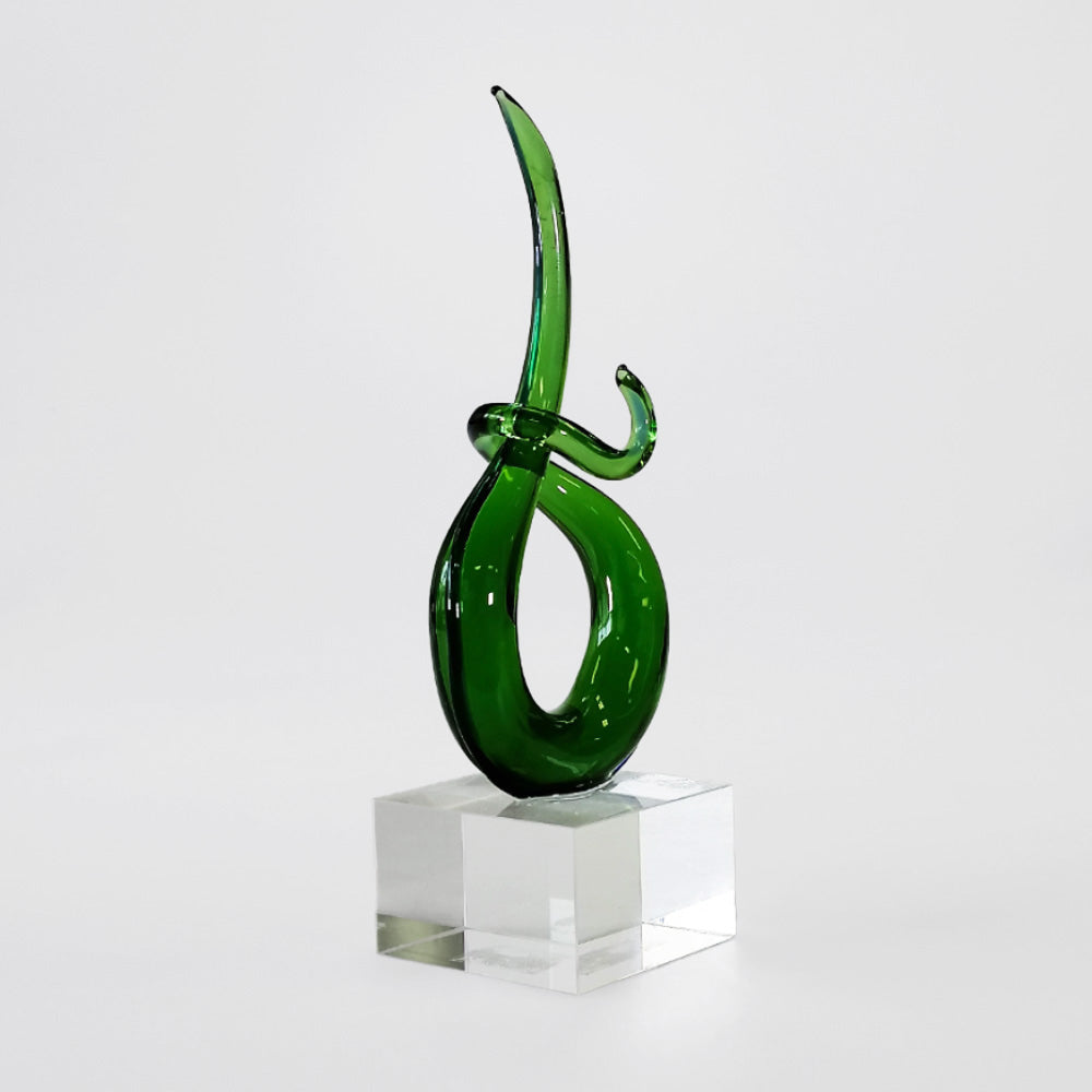 Art Glass 'Six Shape' - Green - 15.5cm