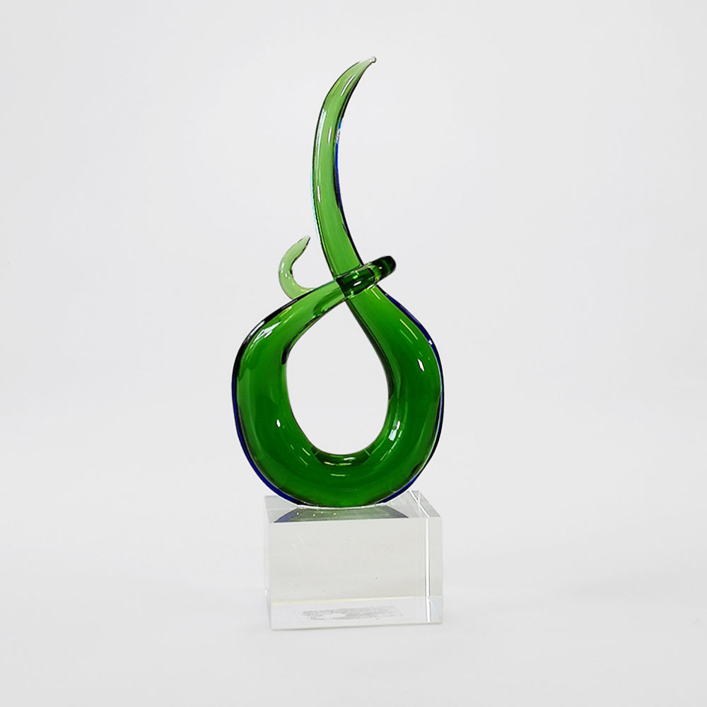 Art Glass 'Six Shape' - Green - 15.5cm