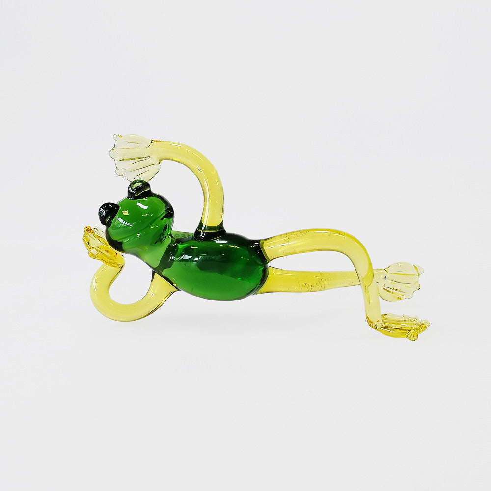 'Frog On Elbow' Glass Frog - 8.5cm