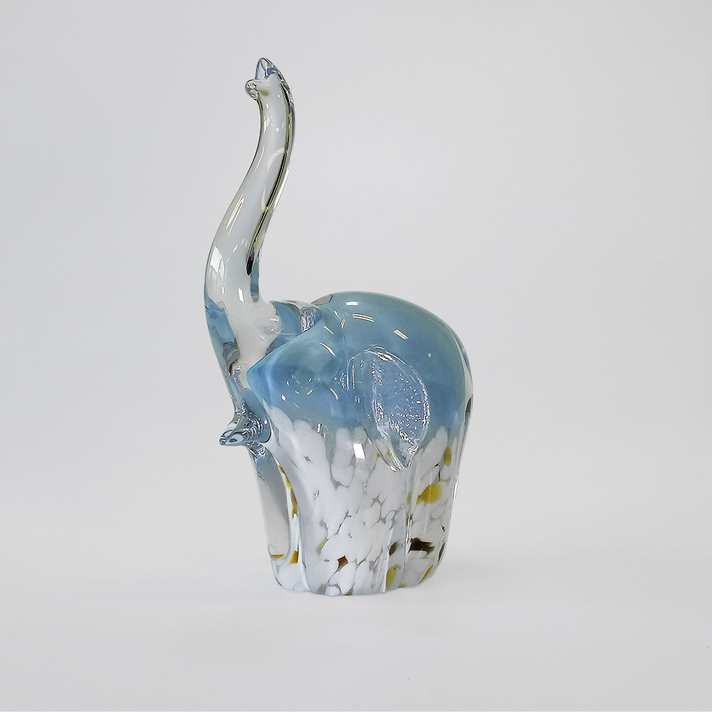 Glass Elephants - White & Gold Base - 19cm