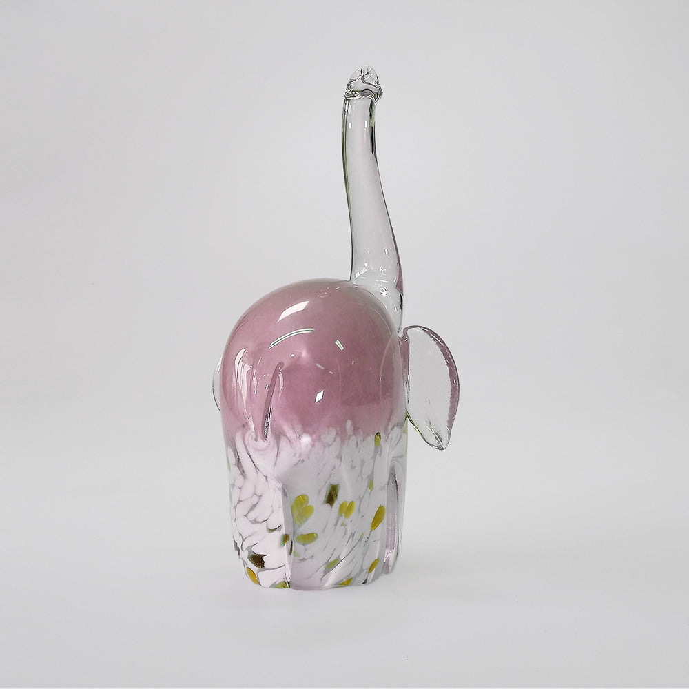 Glass Elephants - White & Gold Base - 19cm