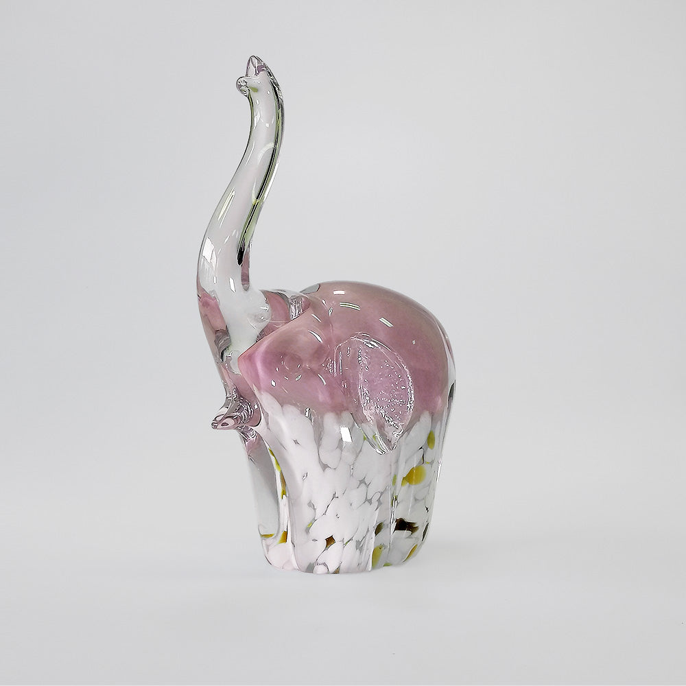 Glass Elephants - White & Gold Base - 19cm