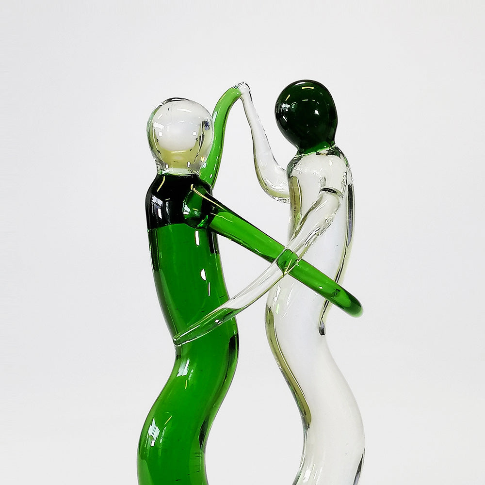 Green & Clear Glass Dancers - 16cm