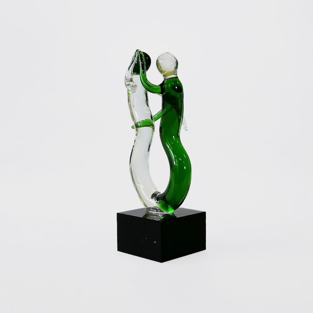 Green & Clear Glass Dancers - 16cm