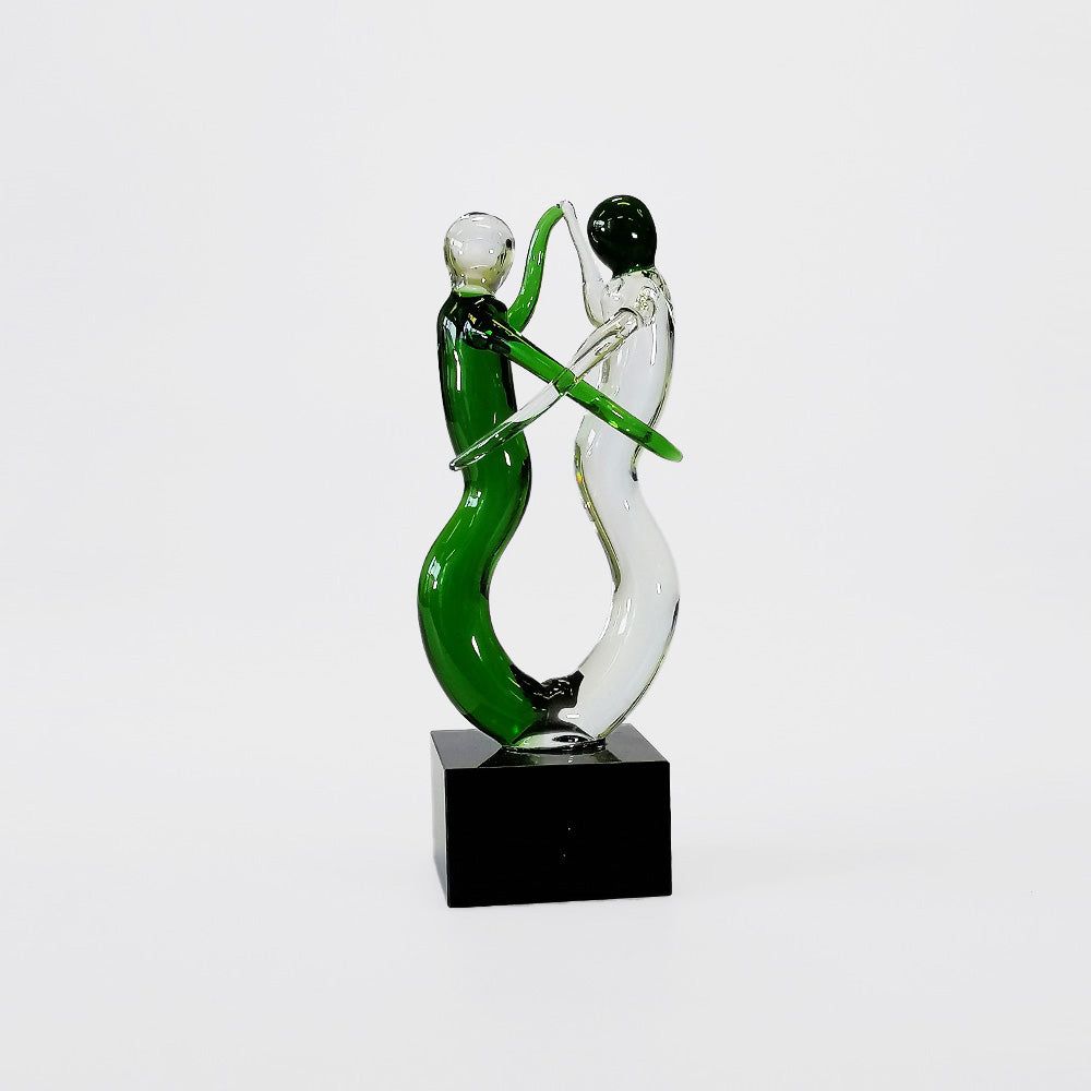Green & Clear Glass Dancers - 16cm