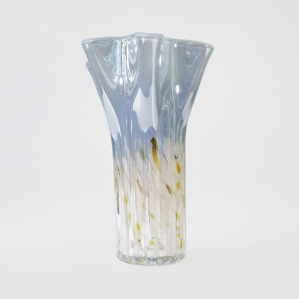 Glass Vase - Gold & White Base - 22cm