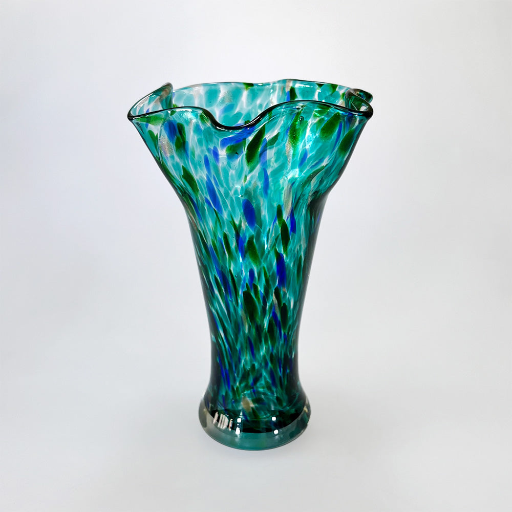 Paua Styled Flared Glass Vase - 22cm