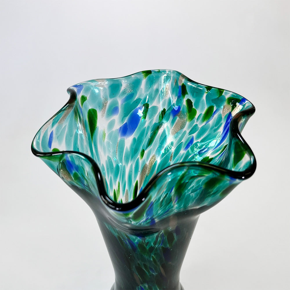 Paua Styled Flared Glass Vase - 22cm
