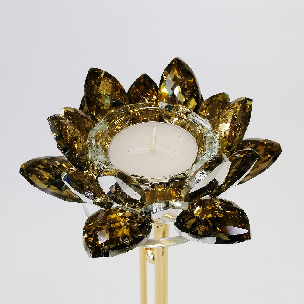 Flower Candle Stand With Gold Styled Base - Small