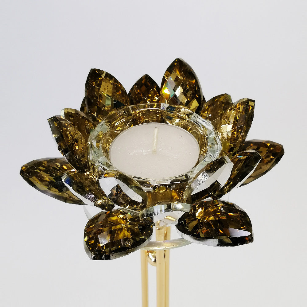 Flower Candle Stand With Gold Styled Base - Large