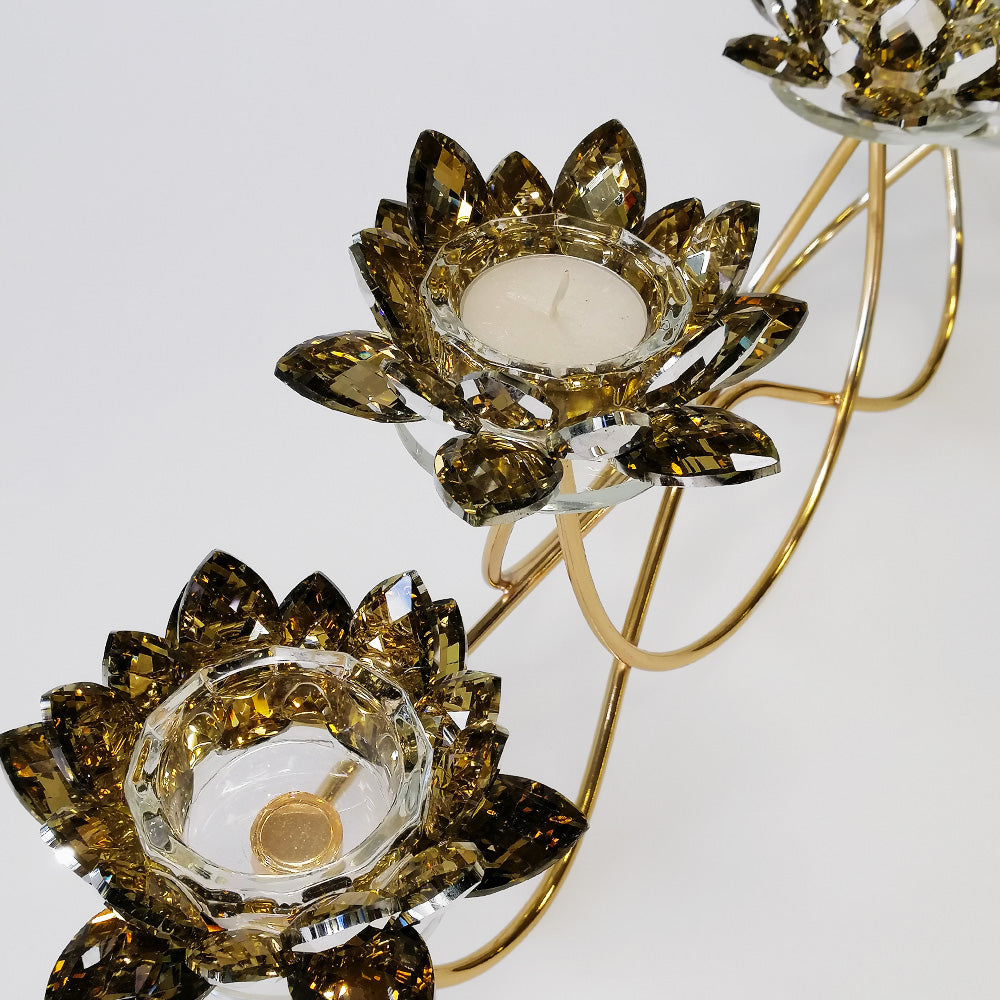 4 Flower Candle Stand With Gold Styled Base
