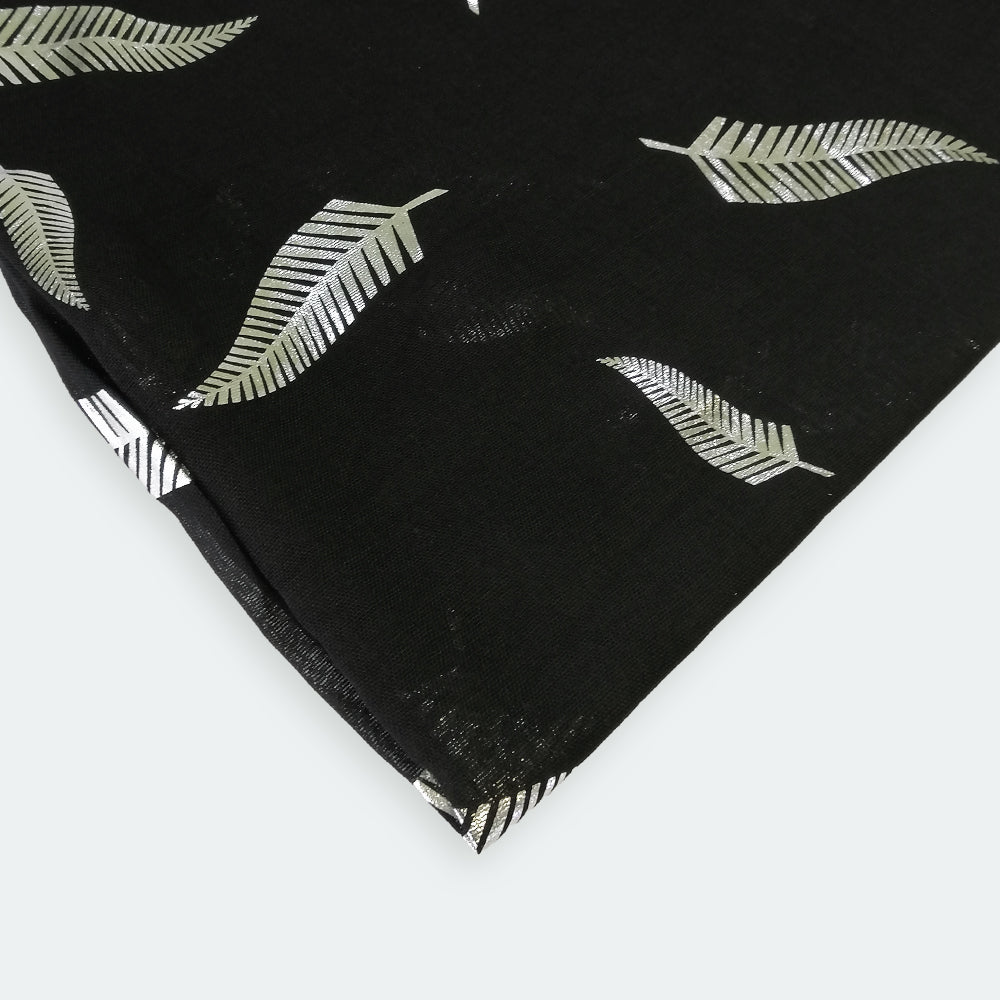 Silver Fern Foil Scarf - Black