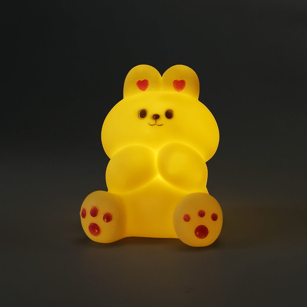 Light Up Figurine - 'Love Heart Ears' Yellow Bear