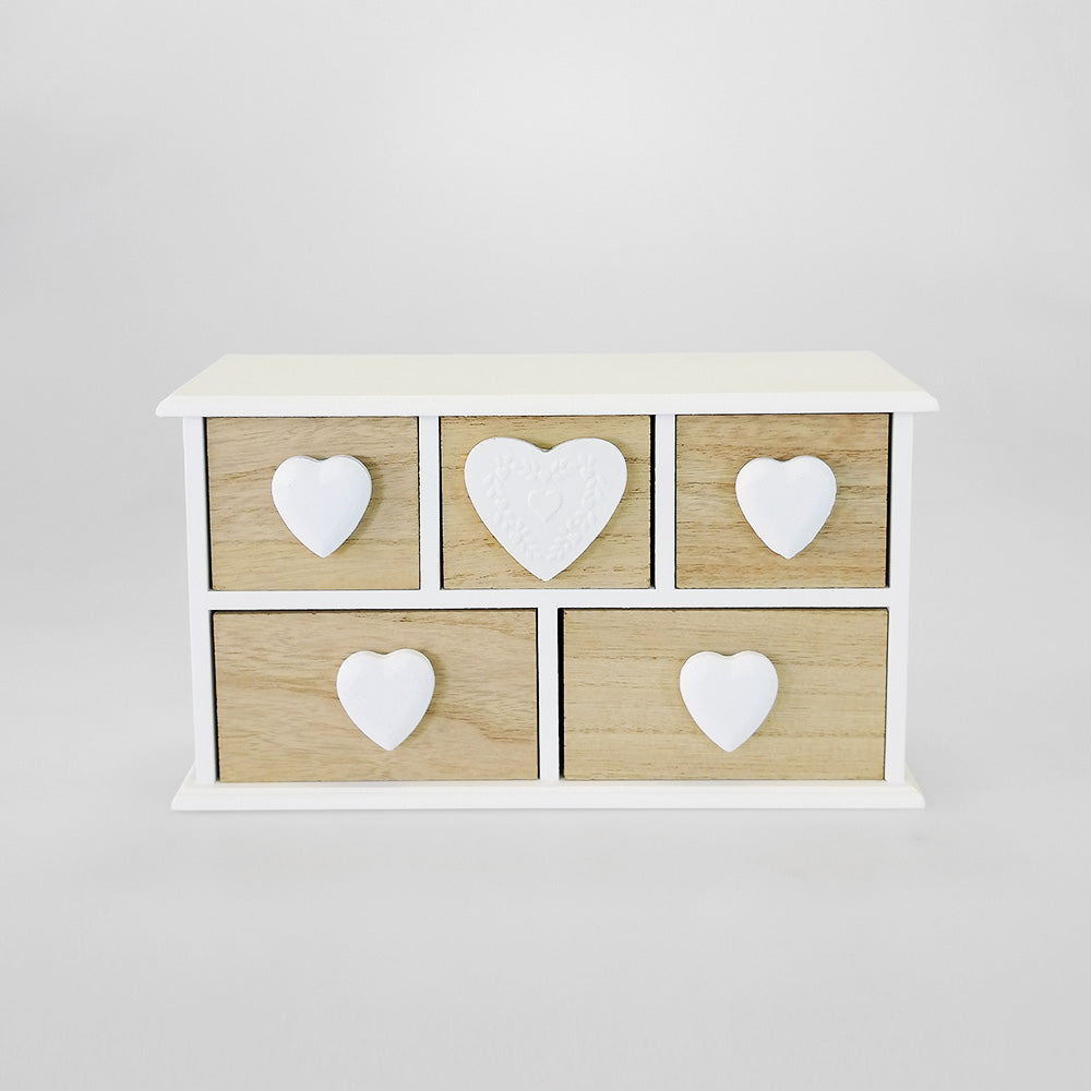 Small 5 Drawer Cabinet With Heart Handles