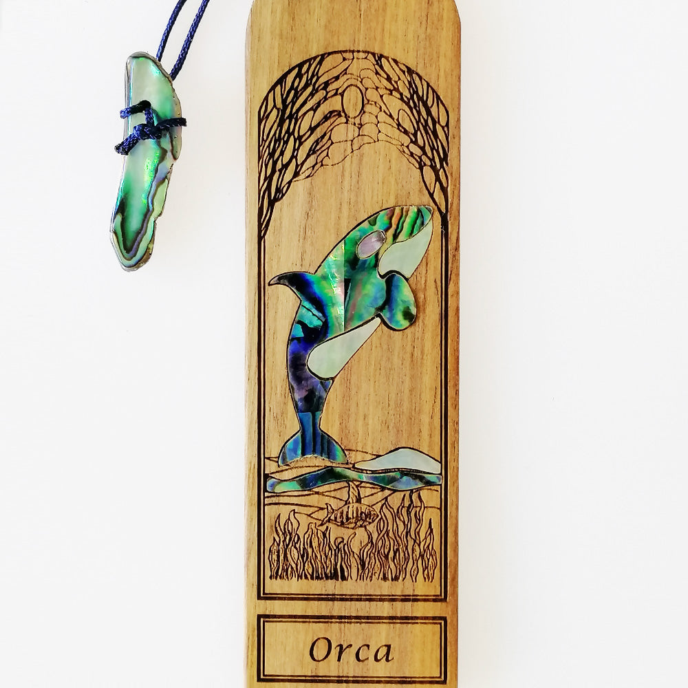 Orca Bookmark - Wood & Paua Shell
